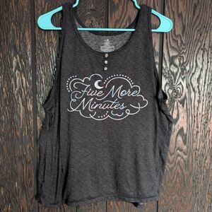 Secret Treasures Charcoal Tank Top with 'Five More Minutes' Design